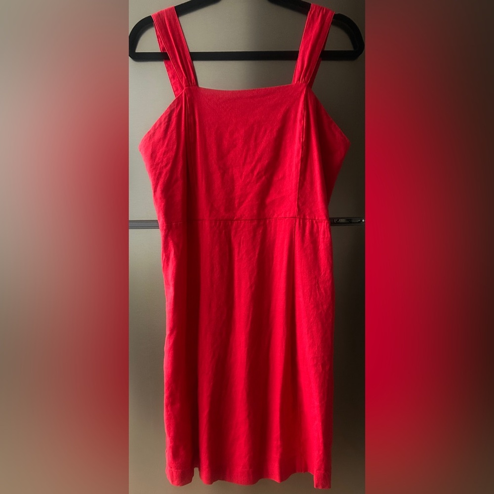 Halston Red Linen Blend Sleeveless Mini Dress Size 6